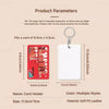 A white card holder keychain made of soft PU leather with a red spade flower design.