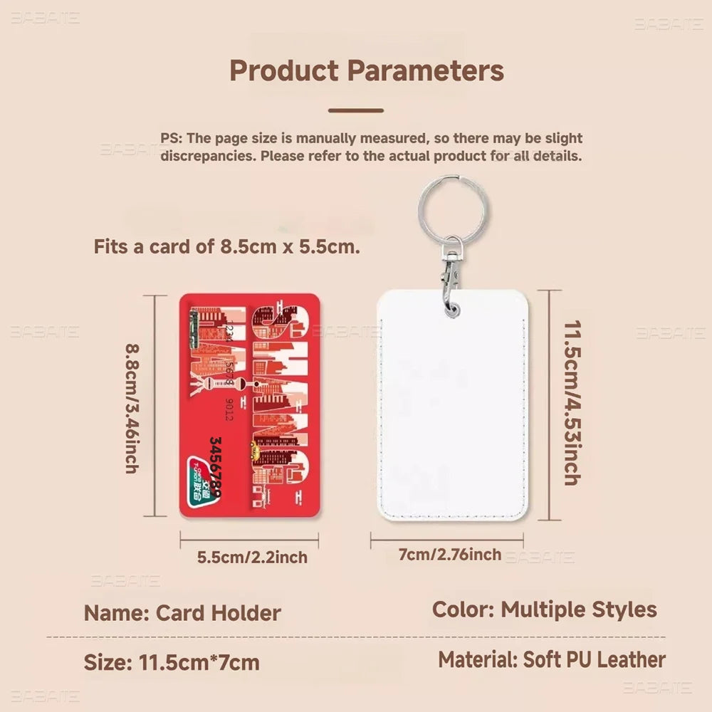 A white card holder keychain made of soft PU leather with a red spade flower design.