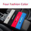 Four fashion color soft car seat belt cushion set displayed in a car interior