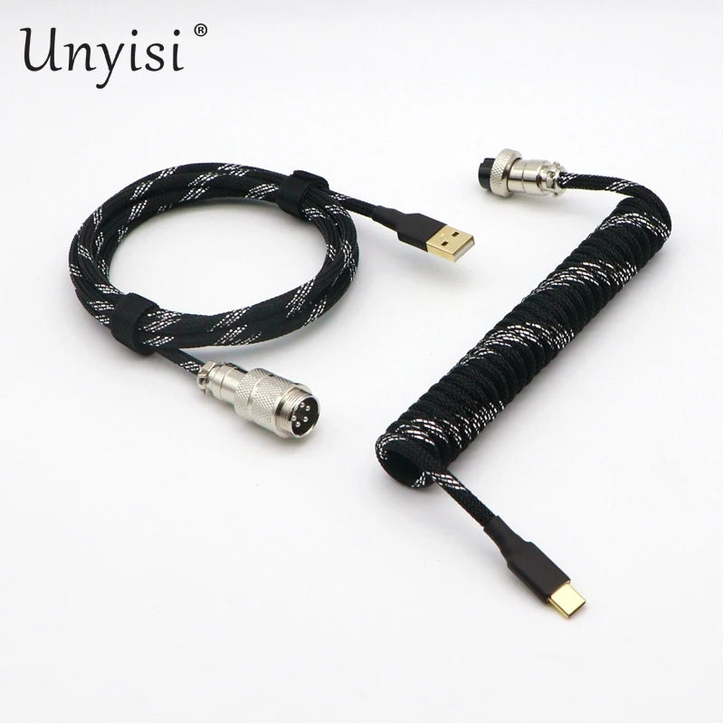 Handcrafted Coiled USB-A to Type-C Cable for Mechanical Keyboards