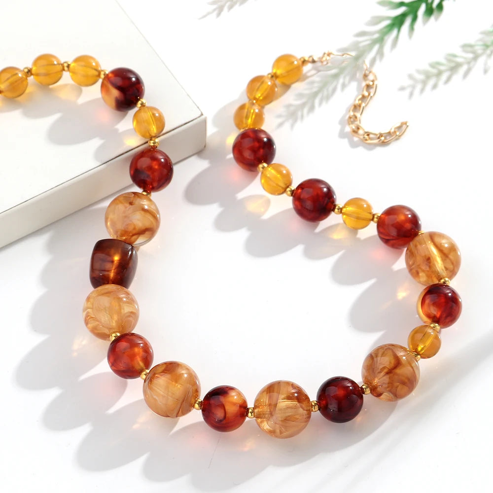Colorful Chunky Beaded Choker Necklace