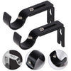 Black metal curtain rod bracket set for 1-inch rods showing various mounting styles and angles