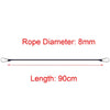 Black bungee cord measuring 90cm with an 8mm diameter and carabiner ends.