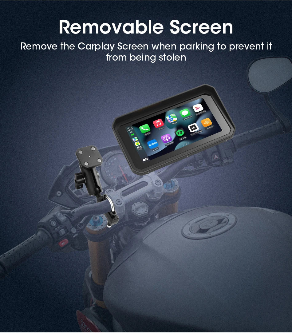 5/6.25 Inch Waterproof Motorcycle GPS with CarPlay and Android Auto