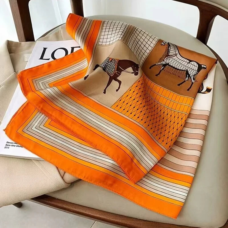 Silk-Feel Square Scarf for Women