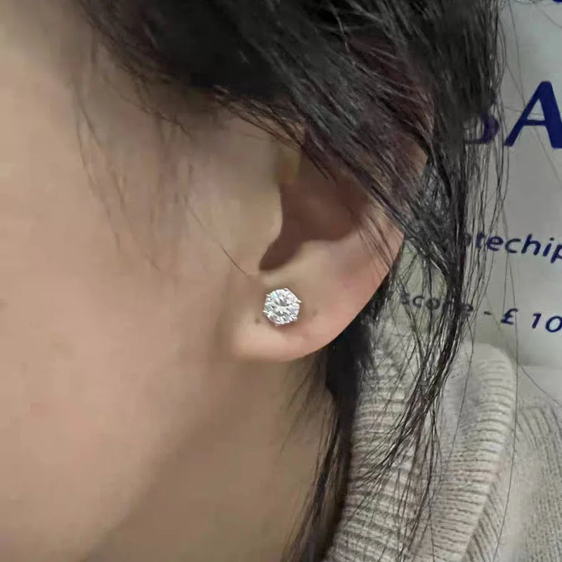 Round Moissanite Stud Earrings in Sterling Silver