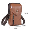 A brown vintage genuine cowhide leather crossbody sling bag with a zipper and adjustable strap.