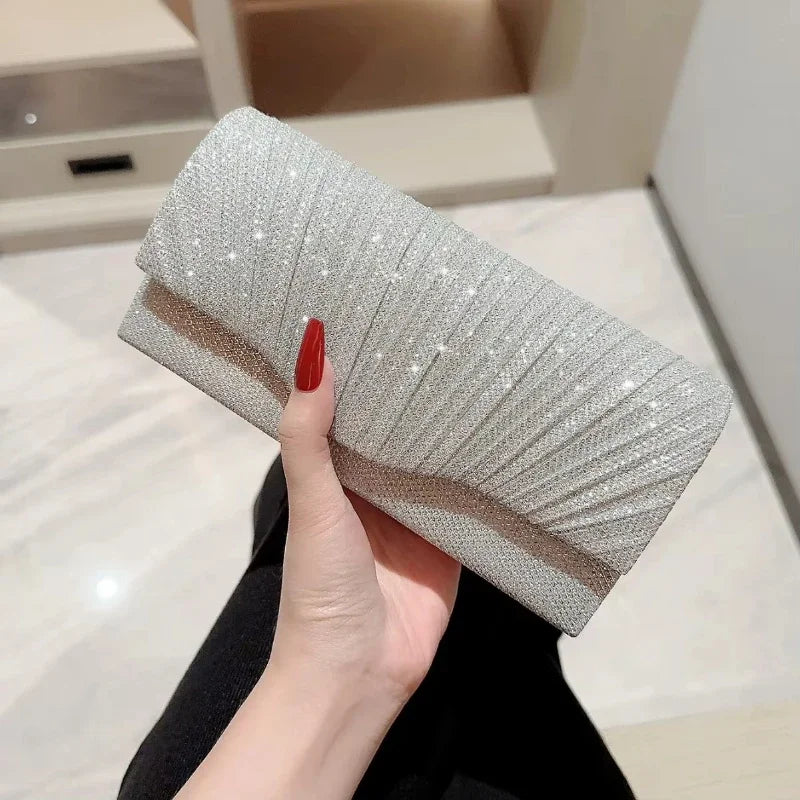 Glitter Envelope Clutch with Chain Strap