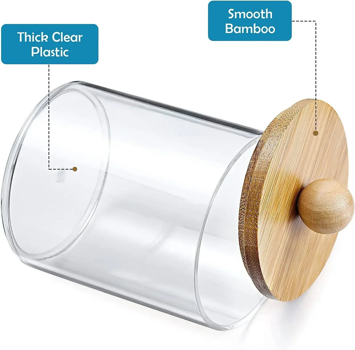 Clear acrylic apothecary jar with a bamboo lid