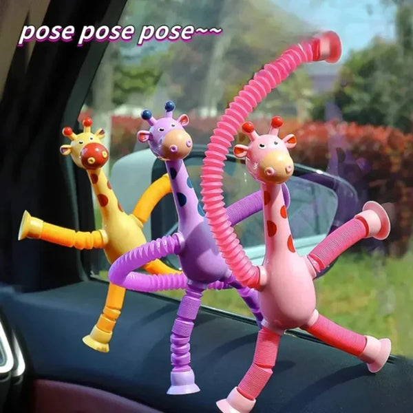 Suction Cup Giraffe Pop Tube Toy