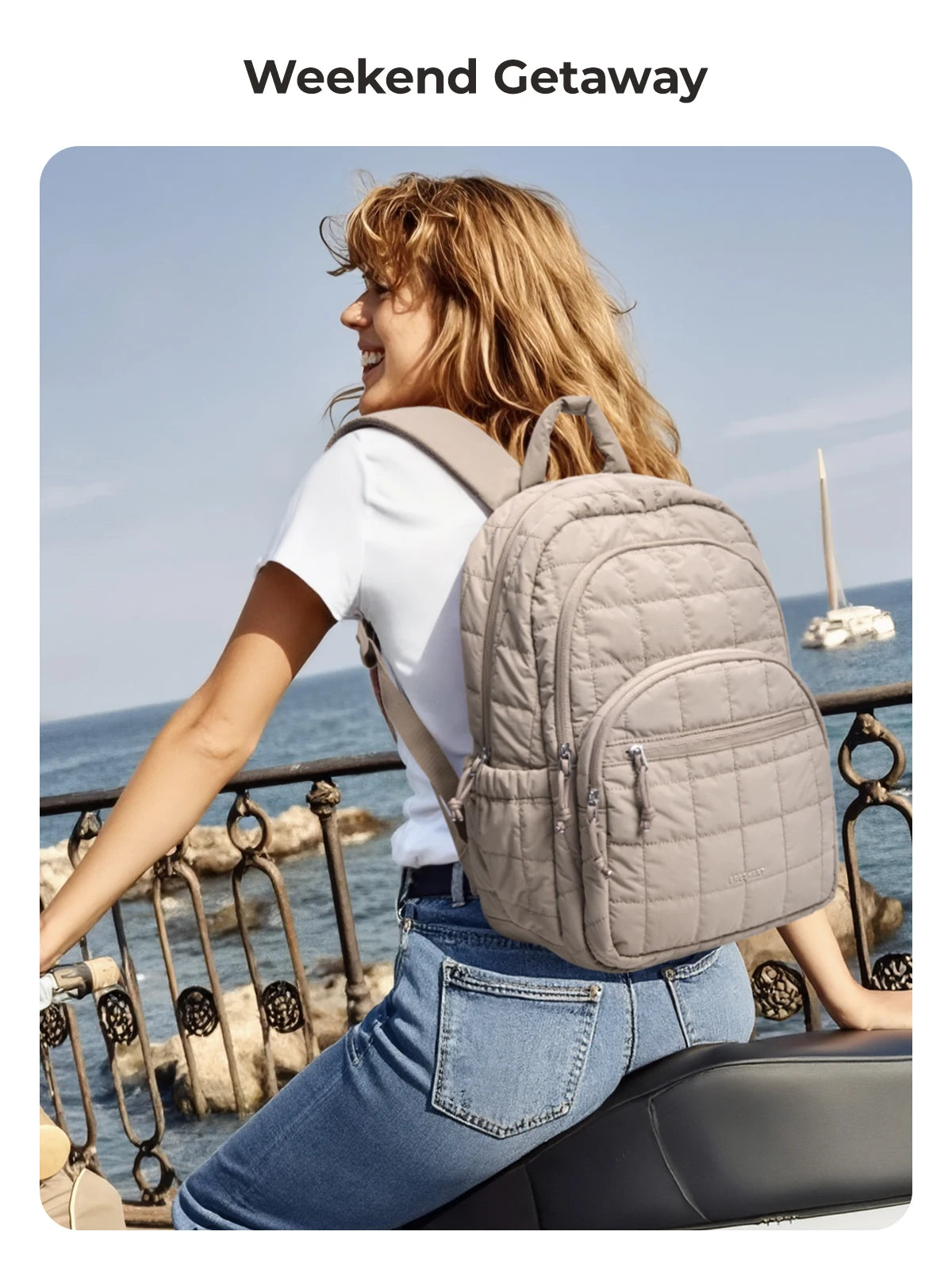 Quilted Casual Daypack with Padded Laptop Compartment
