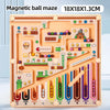 A magnetic ball maze puzzle board with various colored balls and pathways for learning