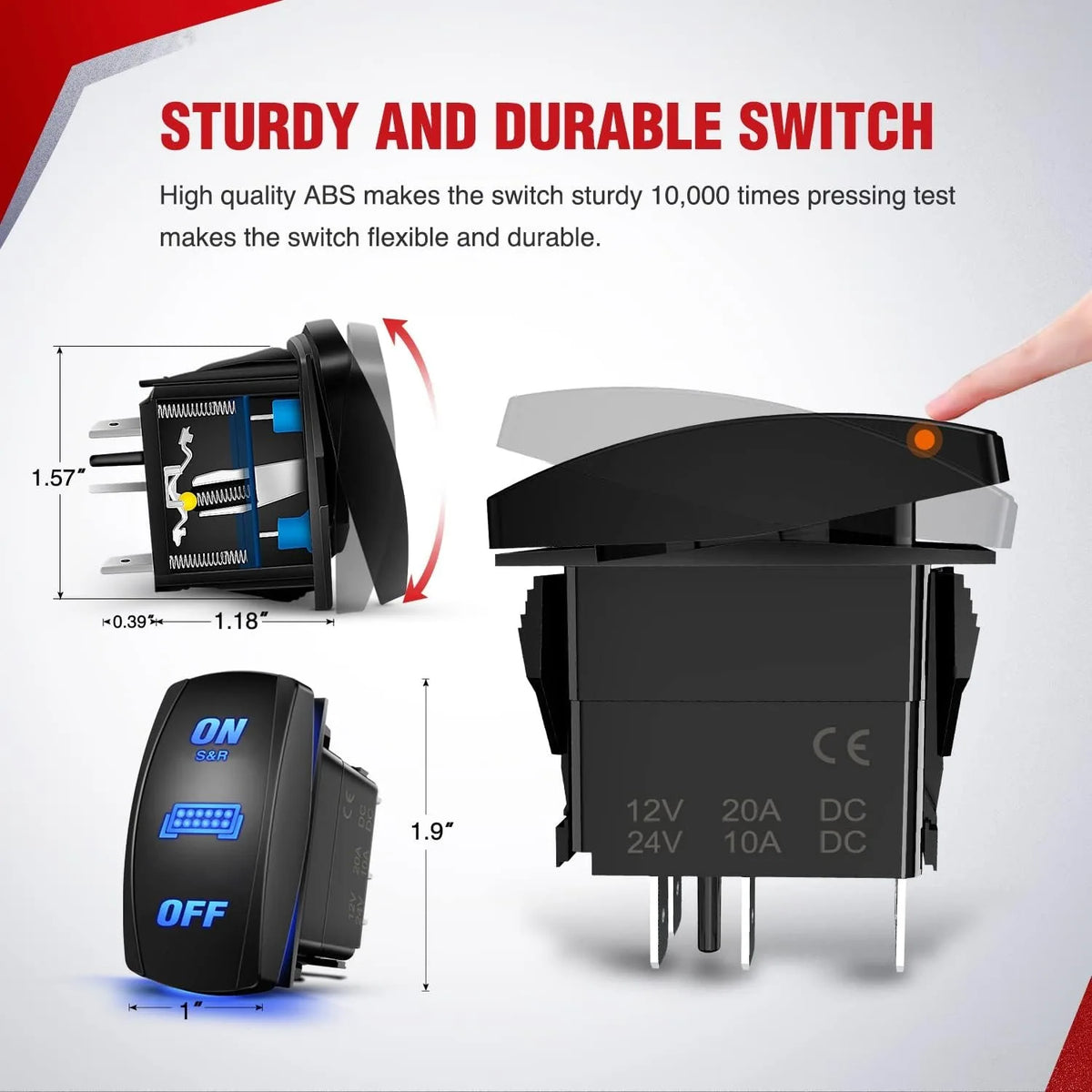 A black LED strobe light wiring harness kit featuring a sturdy switch and various electrical connections.
