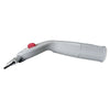 A gray multi-purpose glass cleaning squeegee with a red handle and silicone blade.