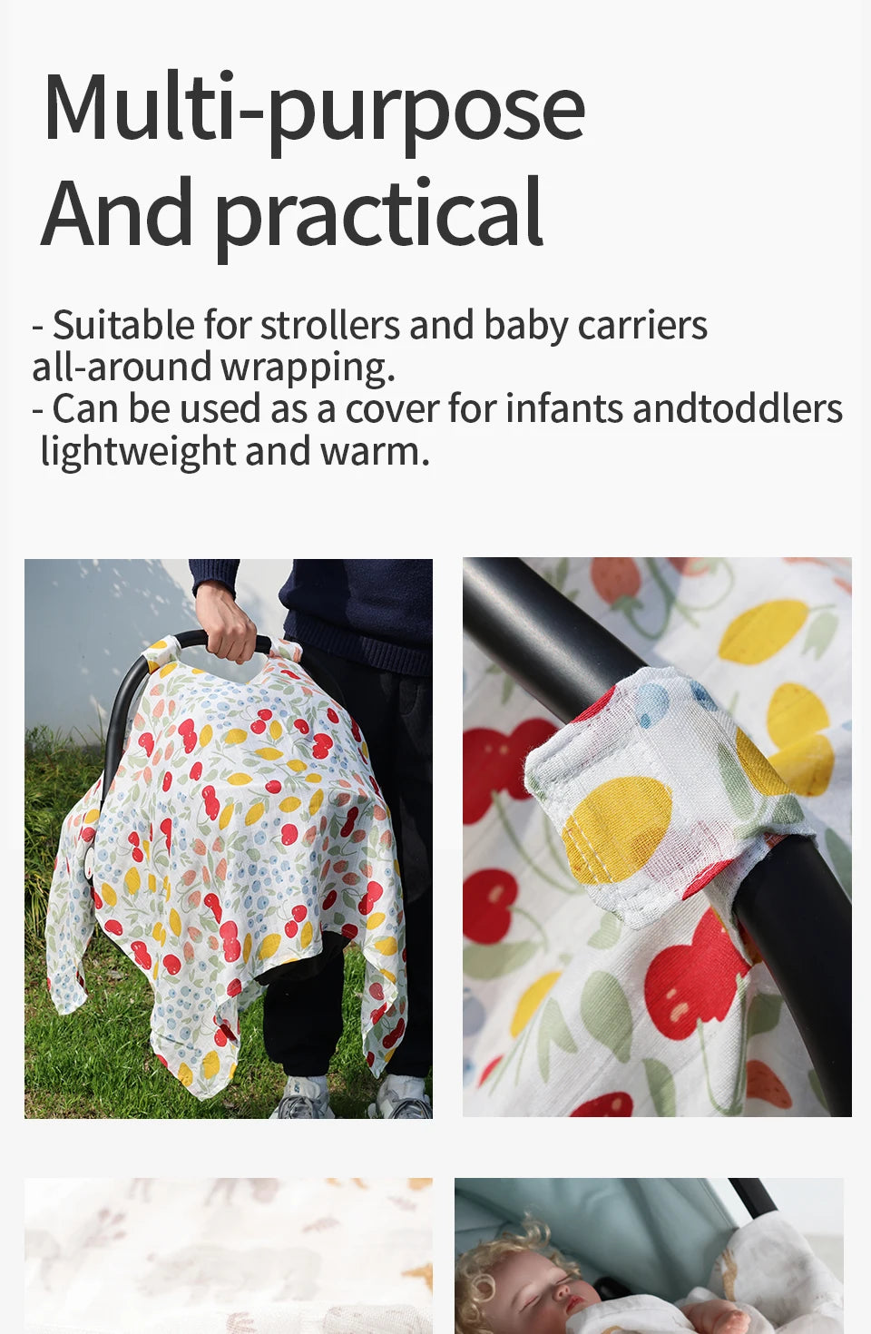 Breathable Baby Car Seat Cover & Sunshade Canopy