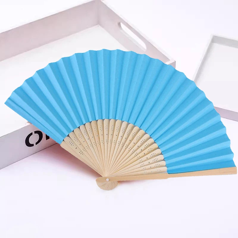 Classic Bamboo Folding Fan with Blank Canvas Design