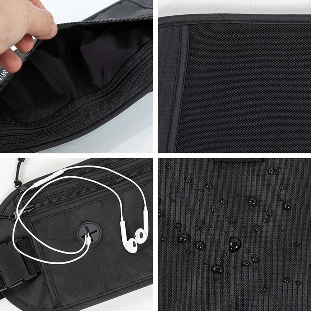 RFID-Blocking Travel Money Belt with Hidden Pockets