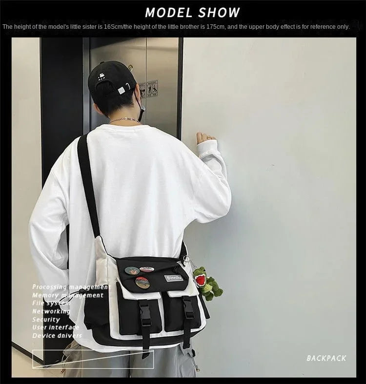 Harajuku Nylon Crossbody Bag with Adjustable Strap