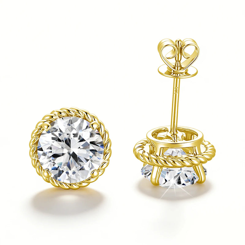 Pendientes de Moissanite con Baño de Oro de 14K