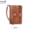 Vintage RFID-Blocking Triple-Fold Wallet with Double Zipper
