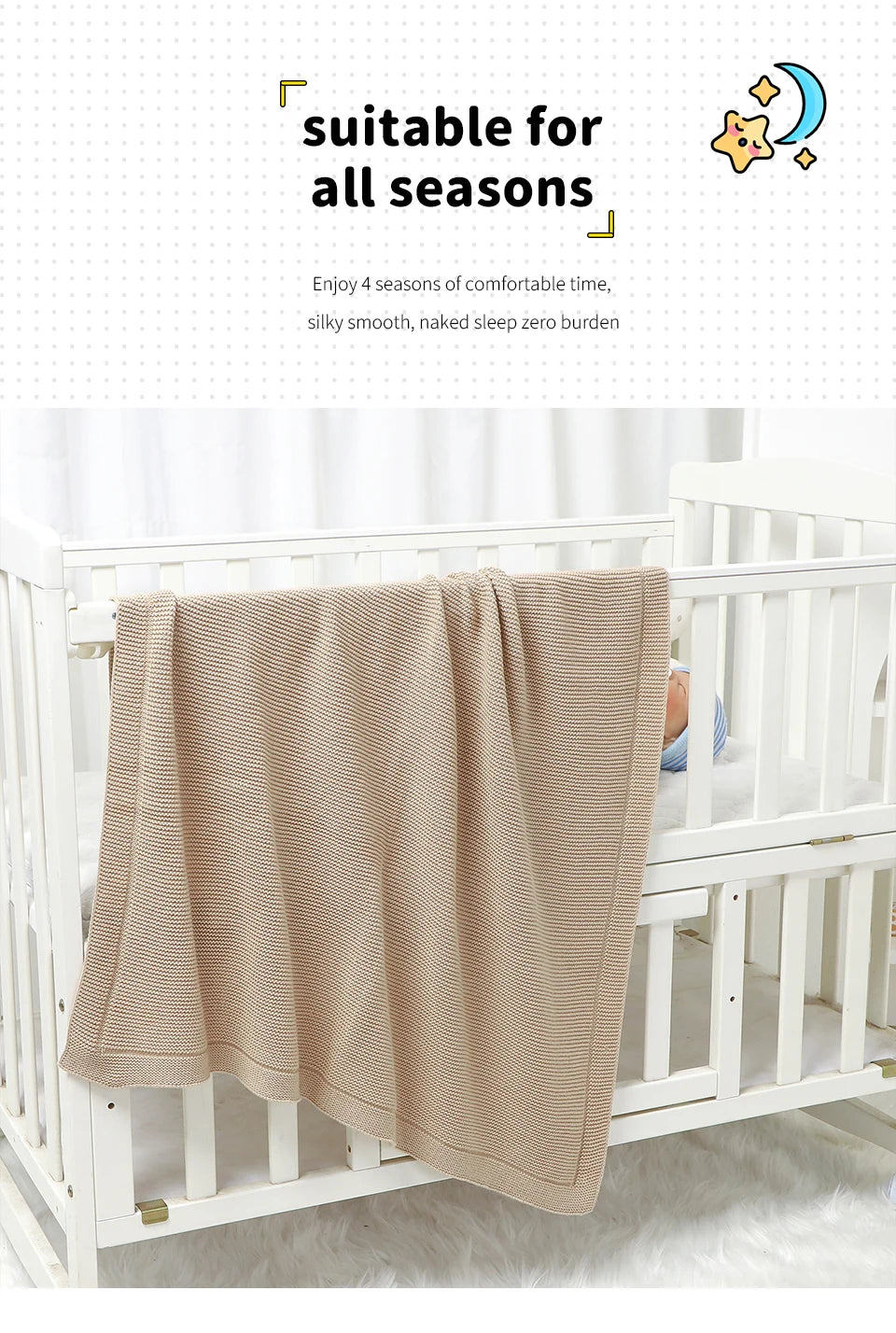 Soft Cotton Baby Swaddle Blanket – All-Season, Multi-Use