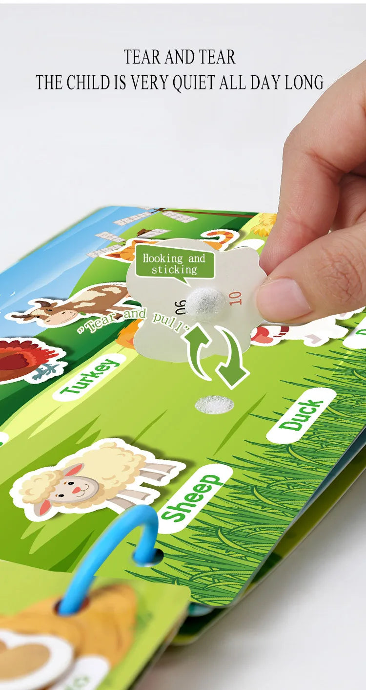Montessori Busy Book for Toddlers – Reusable Sticker & Velcro Learning Activities