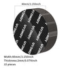 A circular black adhesive pad with a ribbed edge, measuring 80mm in width and 2mm in thickness.