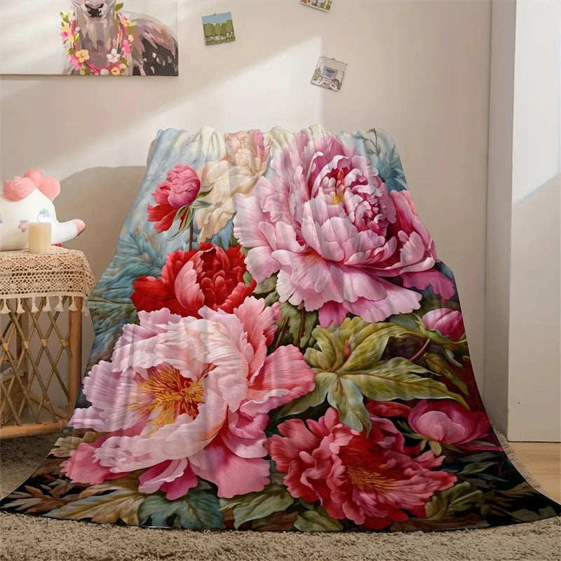 Floral Print Microfiber Throw Blanket
