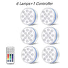 Six submersible LED pool lights and one controller for underwater lighting.