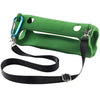 Green shockproof silicone protective case for a JBL Charge 6 speaker with a black strap.