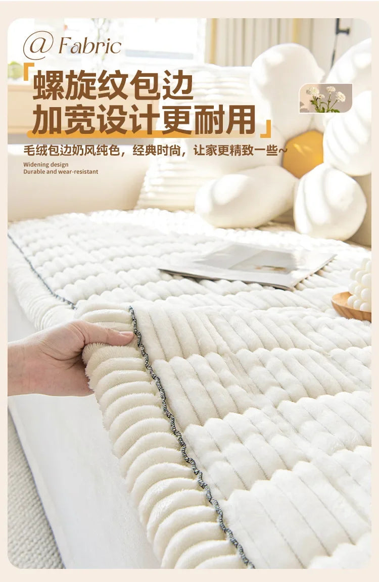 Soft Corduroy Sofa Cushion Cover with Non-Slip Backing