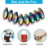 A set of iridescent magnetic fidget balls displayed next to icons representing imagination, inspiration, and creativity.