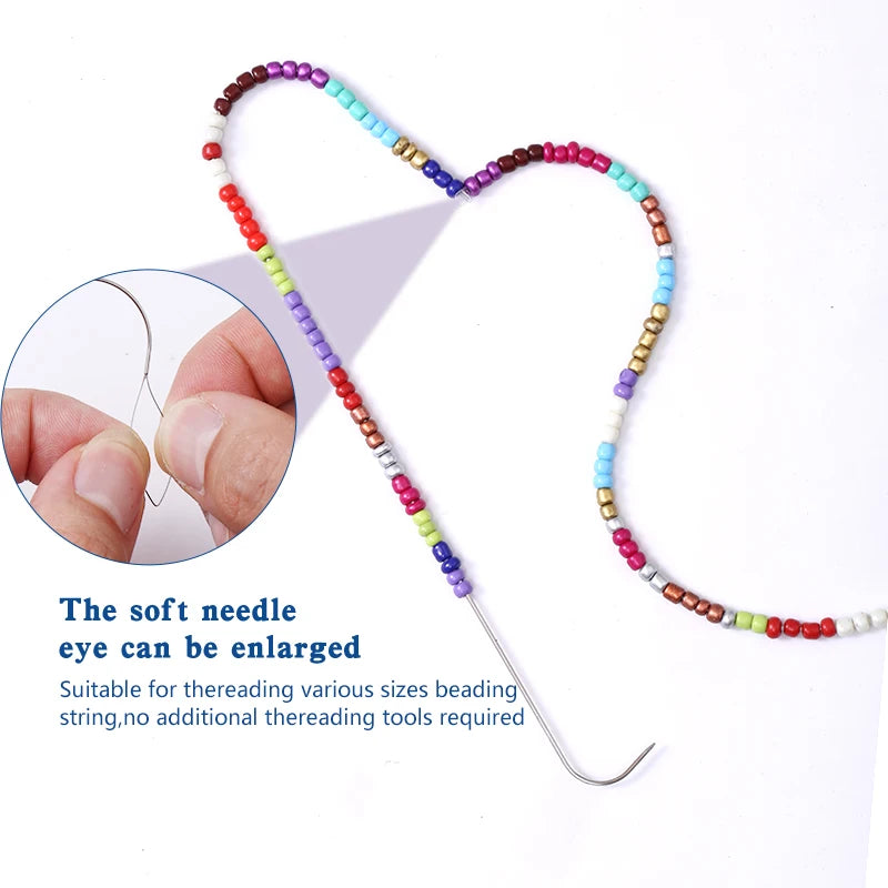 Large Eye Curved Beading Needles for Jewelry Making (5.3 Inch)