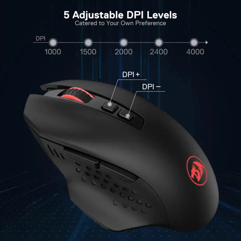 Redragon M656 Wireless Gaming Mouse with 7 Programmable Buttons and RGB LED