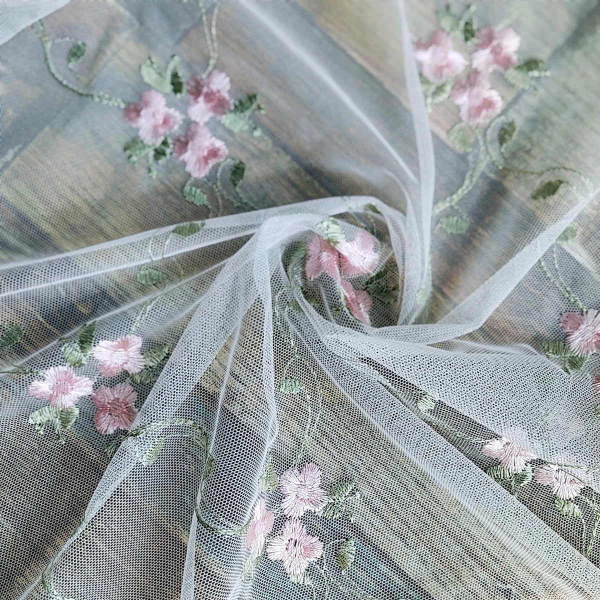 Embroidered Floral Lace Valance Curtain