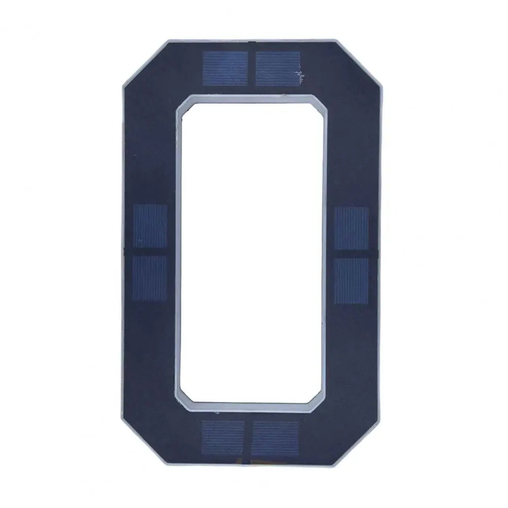 A rectangular, dark blue solar-powered LED house number sign with a clear frame.