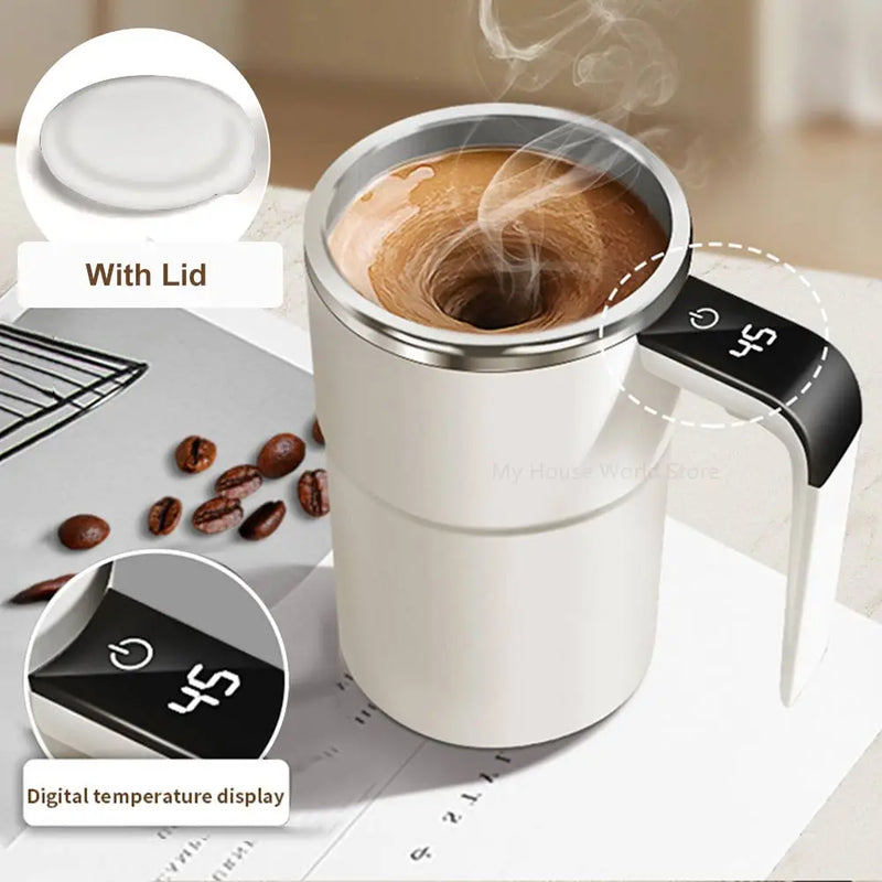 Smart Electric Self-Stirring Coffee Mug with Digital Display