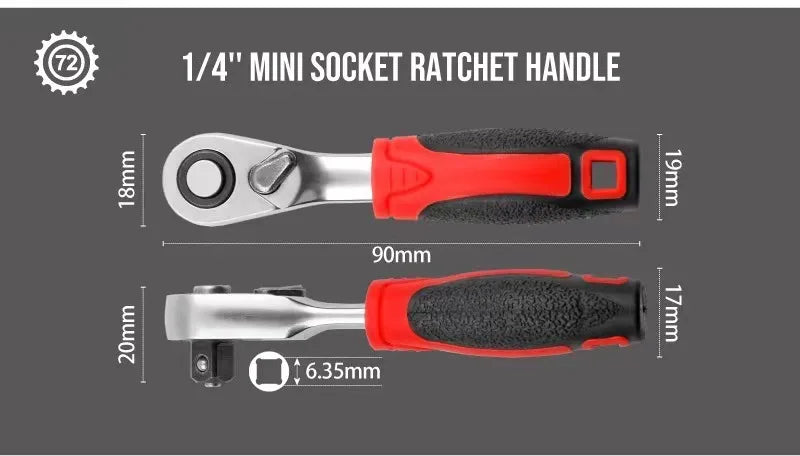 Compact 2-in-1 Ratchet Wrench with Socket and Bit Drives