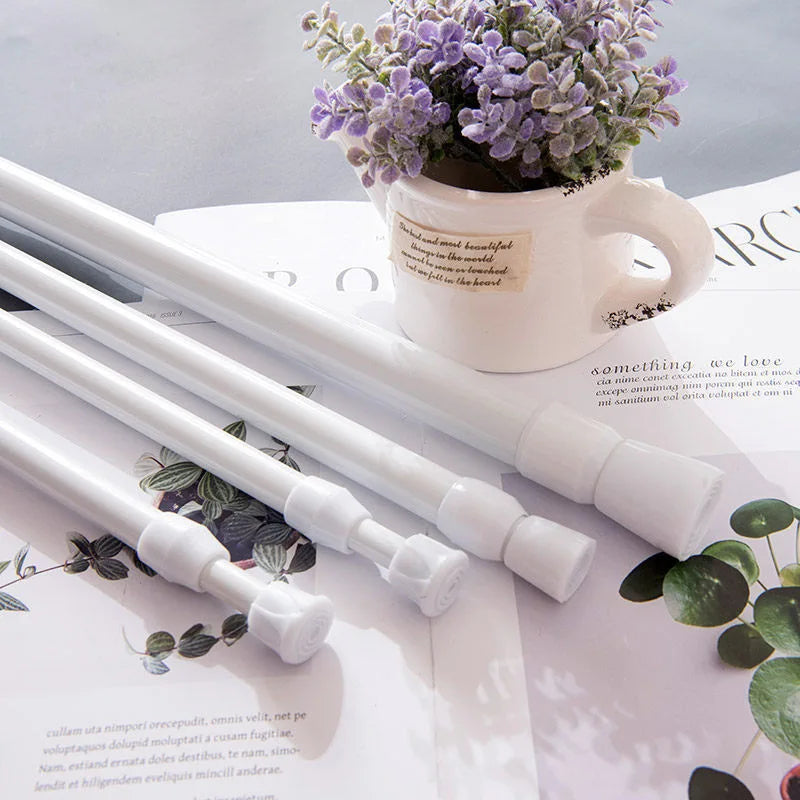 No-Drill Adjustable Metal Spring Tension Curtain Rod