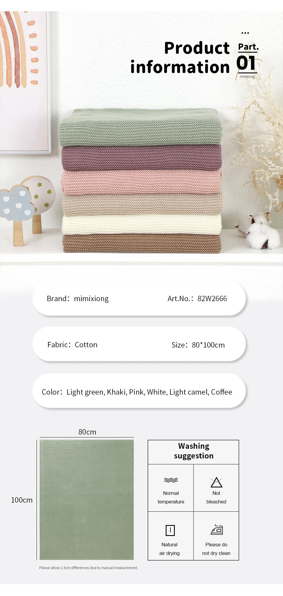 Soft Cotton Baby Swaddle Blanket – All-Season, Multi-Use