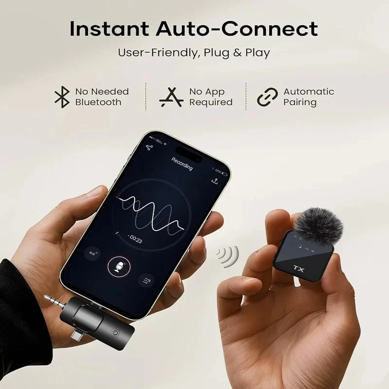 Wireless Lavalier Microphone for Camera, iPhone & Android