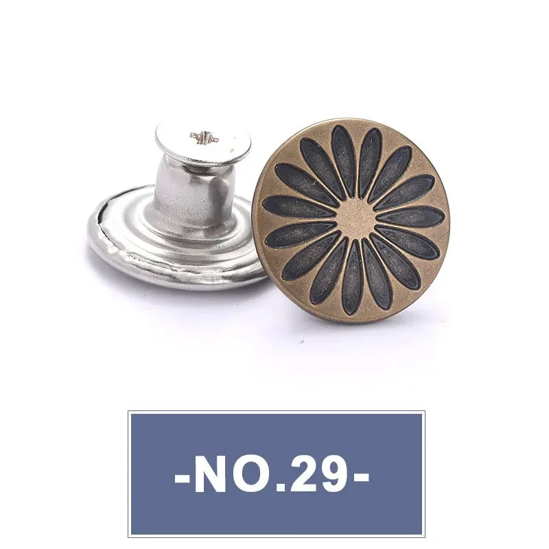 No-Sew Replacement Jeans Buttons - 17mm Metal Snap Buttons