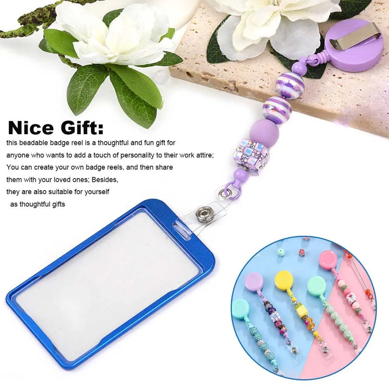 Llavero retráctil con cuentas y barra decorativa personalizable