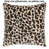A square pillowcase with a plush velvet leopard print design in brown and beige tones.