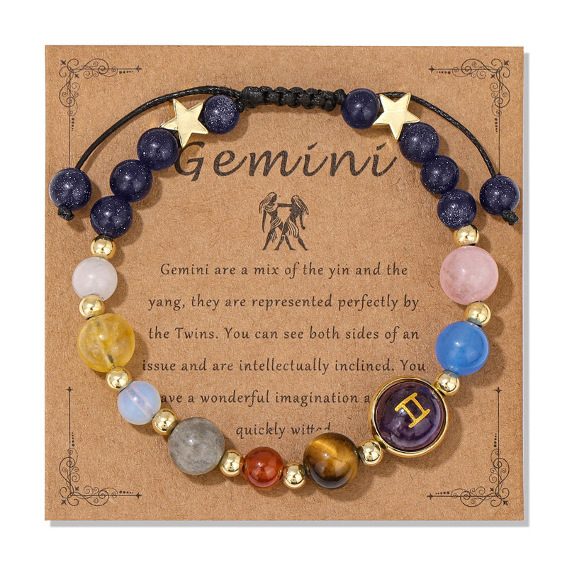12 Zodiac Signs Natural Stone Bracelet