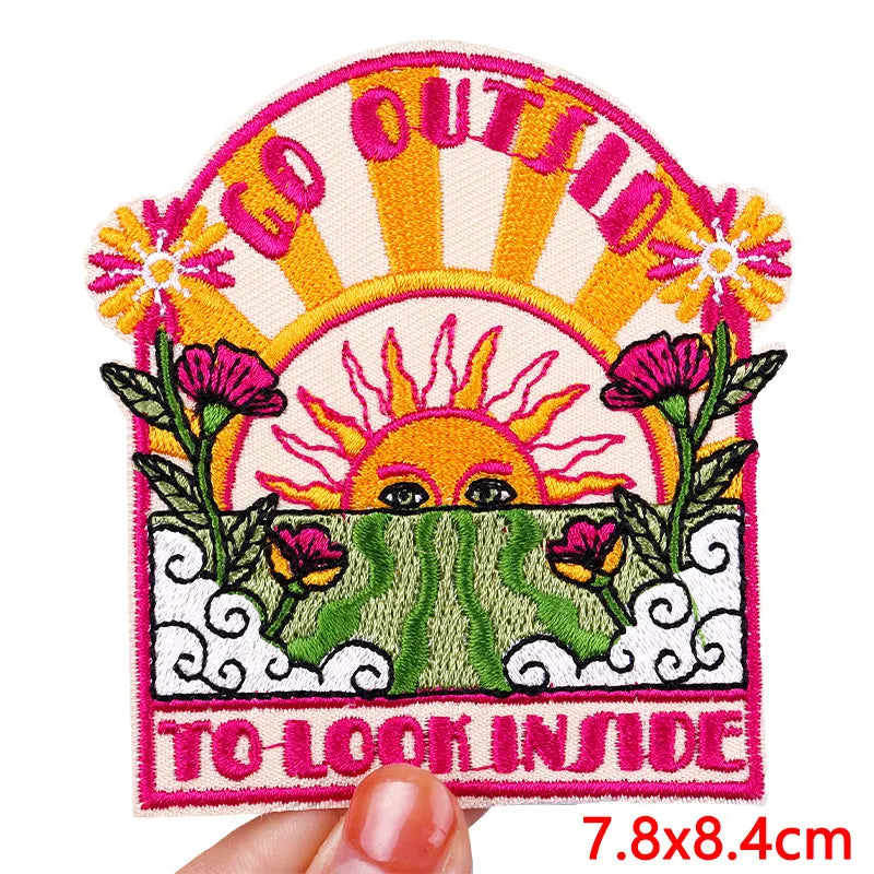 Encouraging Embroidered Iron-On Patches for Jackets, Jeans & Bags