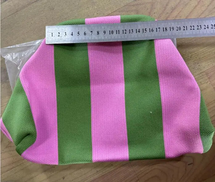 Woven Crochet Hobo Handbag with Colorblock Design