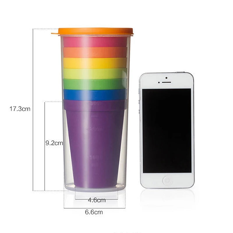 Reusable Rainbow Plastic Drink Set