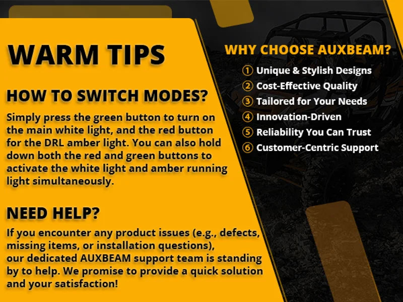 4 Inch LED Driving Lights with Amber DRL and Side Shooter