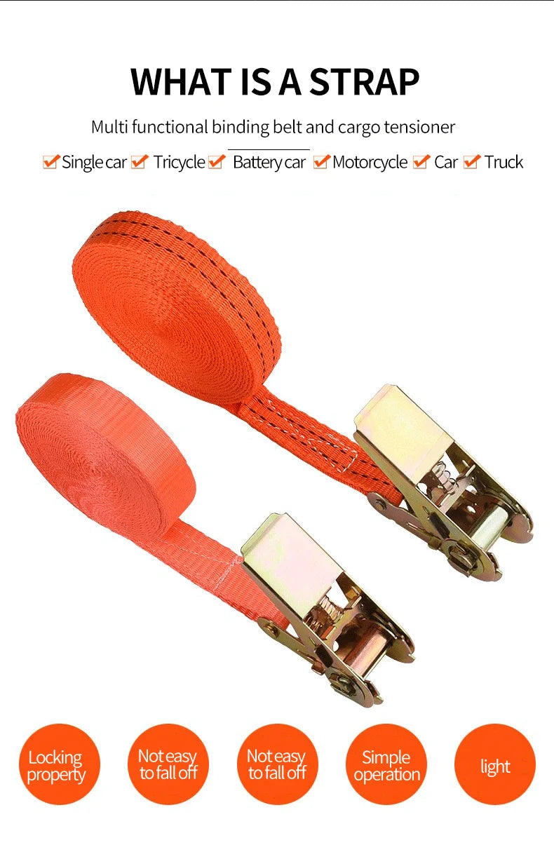 Heavy-Duty Ratchet Tie-Down Straps for Secure Cargo Transport